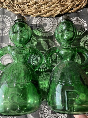 RARE Merry Maids Green Glass Salt Pepper Shakers Vintage EBay