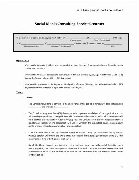 Digital Marketing Contract Template Elegant Social Media Consulting Services Contract