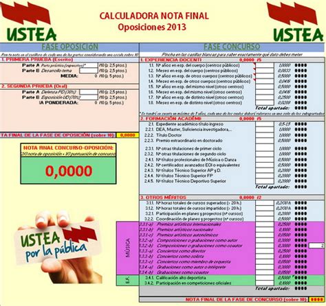 OPOSICIONES Calculadora para conocer tu nota Educación