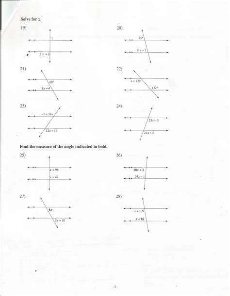 Worksheet 3 Parallel Lines Cut By A Transversal