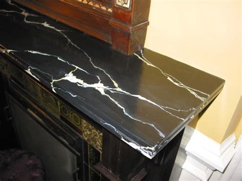 Faux Black Marble Painted Onto A Wood Mantle Living Room Other By