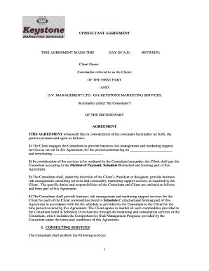 Fillable Online KMS CONSULTANT AGREEMENT REVISED Keystonetrading