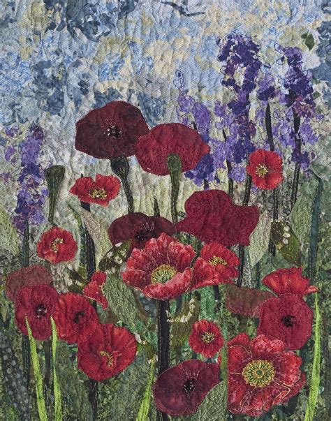 Poppies Impressionistic Art Quilt Watercolor Quilt Art Quilts Crazy