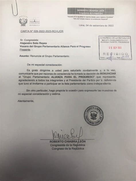 Roberto Chiabra Present Su Renuncia A La Bancada De App Agencia De