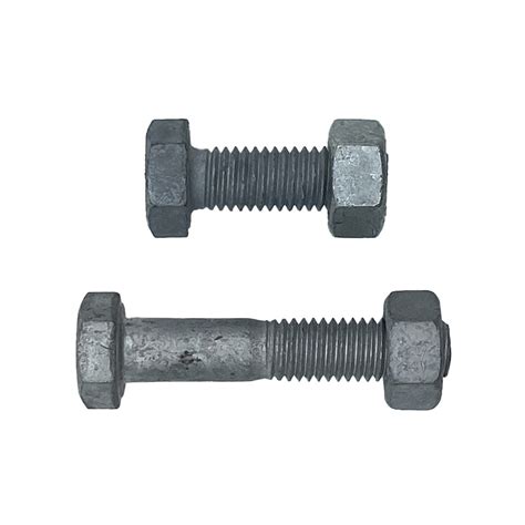 M10 X 55mm 150p Coarse Hex Bolt And Nut Mild Steel Class 46 Galvanis