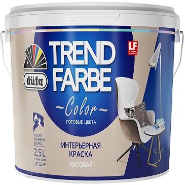 Краска для Стен и Потолков Dufa Trend Farbe 2.5л Водно-Дисперсионная ...