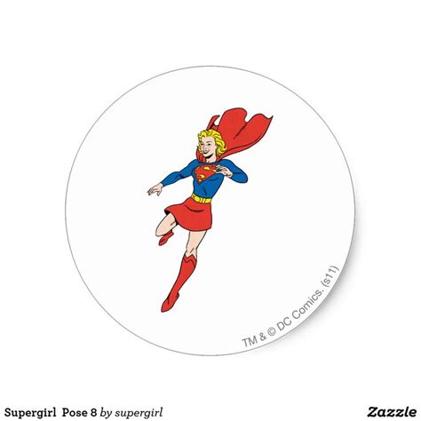 Supergirl Pose 8 Classic Round Sticker Zazzle Supergirl Round