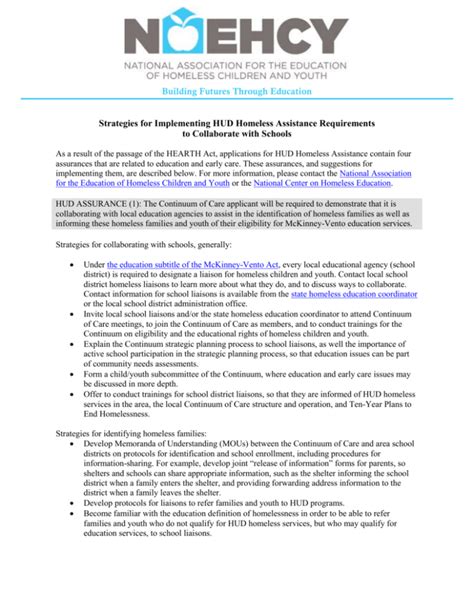 Strategies For Implementing Hud Homeless Assistance