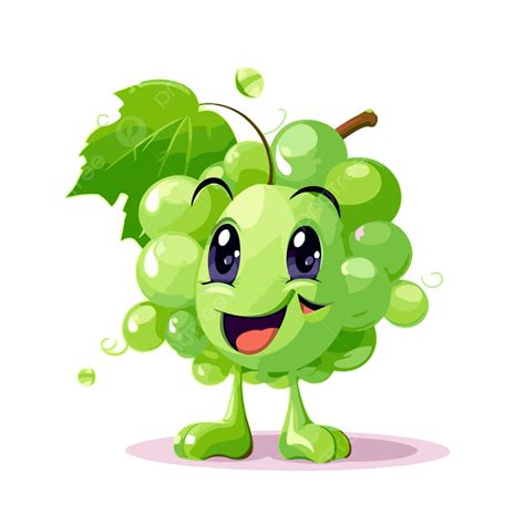 Uva Verde Clipart Dibujos Animados Lindo Personaje De Dibujos Animados De Uvas Vector Png