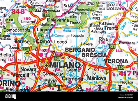 Milano Mappa Mappa Della Città Mappa Stradale Foto Stock Alamy