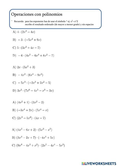 The Worksheet For An Exercise On Operations