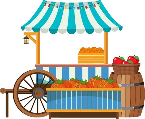 Street Food Cart Concept With Fruit Cart 6768472 Vector Art At Vecteezy