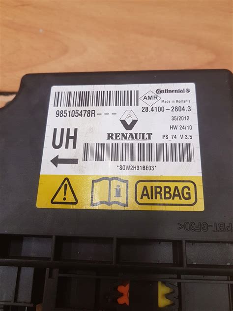 MODUŁ STEROWNIK PODUSZEK AIRBAG RENAULT MEGANE III 985105478R za 50 zł