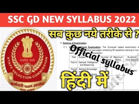 Ssc Gd Syllabus 2022 In Hindi Ssc Gd Ka Syllabus In Hindi Ssc Gd