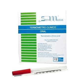 Termometro Clinico Oral Sensimedical De Vidrio Con Mercurio