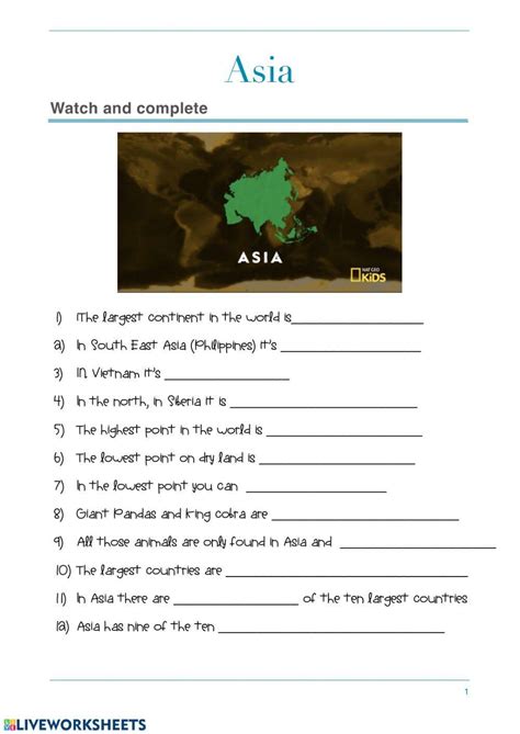 Asia Worksheet Live Worksheets Worksheets Library