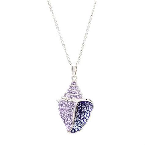 Sterling Silver Purple Crystals Shell Necklace — Ocean Jewelry