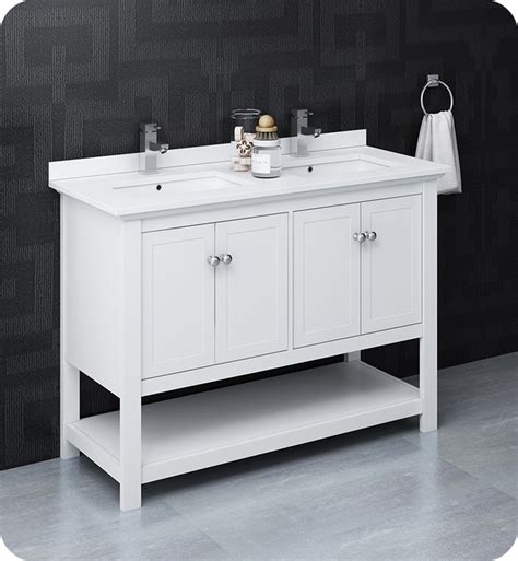 48" Traditional Double Sink Bathroom Cabinet with Top & Sinks - Color ...