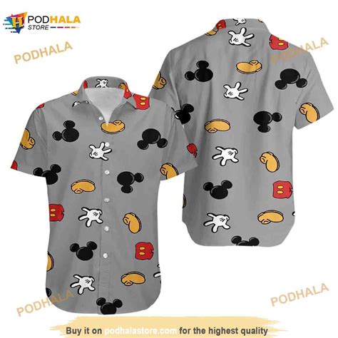 Disney Mickey Mouse Floral Aloha Hawaiian Shirt Summer Button Up