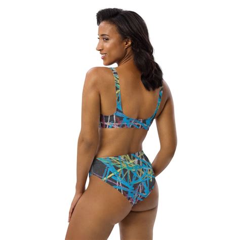 Cooler Bikini Schwarz T Rkis Mit Muster Gr E S Xl Mit Etsy