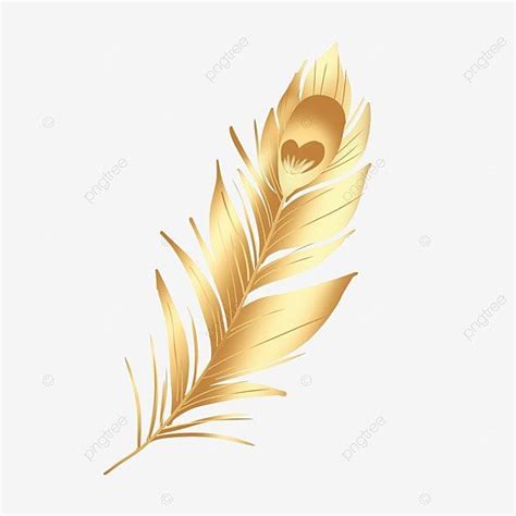 Golden Feather Golden Yellow Feather PNG Transparent Clipart Image