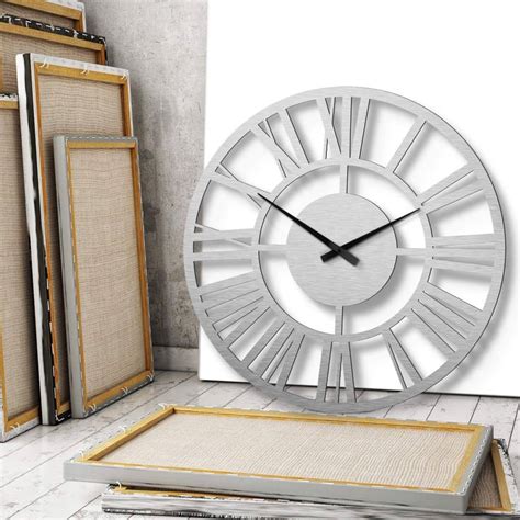 Horloge Murale Xxl En Alu Dibond Argent E Classique Cm Wall