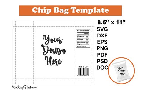 Chip Bag Template SVG | Party Wrapper Graphic by Mockup Station ...