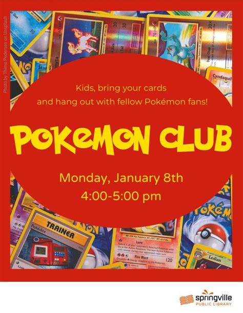 Pokemon Club, Springville Library, January 8 2024 | AllEvents.in