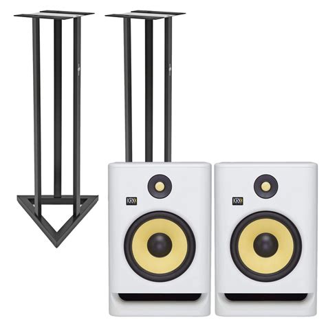 Krk Rokit Rp G Studio Monitors With Stands White Noise At Gear Music