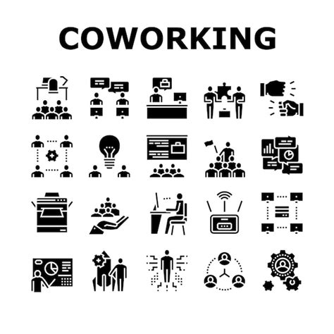 Premium Vector Coworking Service Collection Icons Set Vector