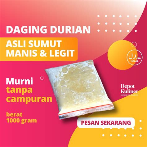 Jual Daging Durian Kupas Isi Durian Beku Frozen Tanpa Biji 1 Kg