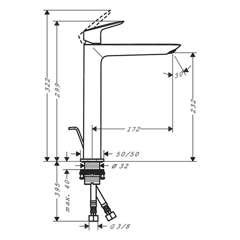 Baterie Inalta De Lavoar Hansgrohe Logis Fine Cu Ventil Negru