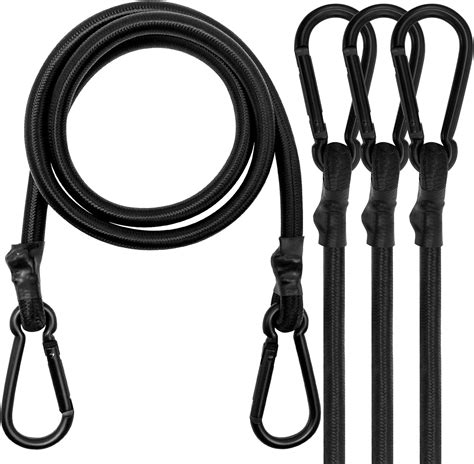 Bungee Cords With Carabiner Clips Pack Long Heavy Duty Carabiner