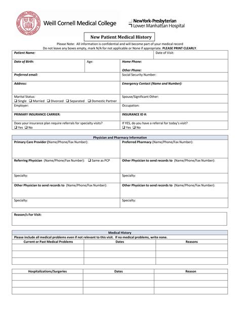 Free Medical History Forms Printable Printable Forms Free Online