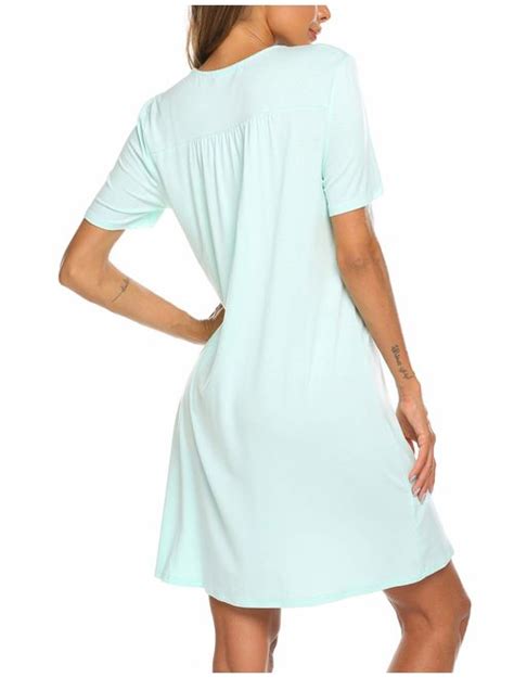 Buy Ekouaer Nightgown Button Front Sleepshirt Short Sleeve Dusters And