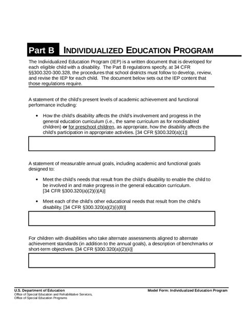 IDEA 2004 Model Form Part B Individualized Education Program MS Word