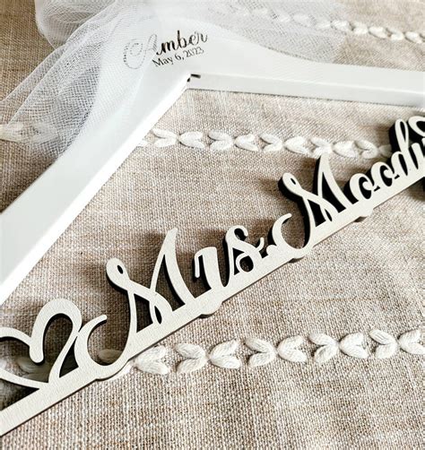 Laser Cut Laser Engraving Wedding Dress Hanger Mrs Hanger Bride