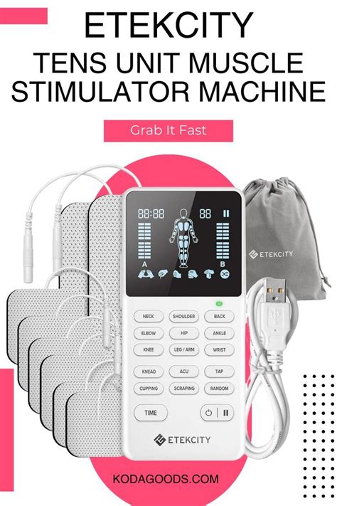 Etekcity Tens Unit Muscle Stimulator Machine With Replacement Pads For