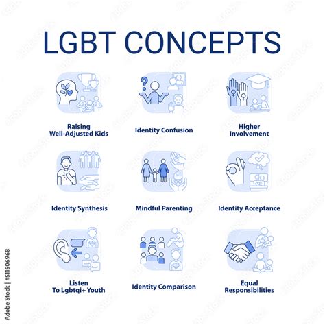 LGBT light blue concept icons set. Culture and movement. LGBTQ ...