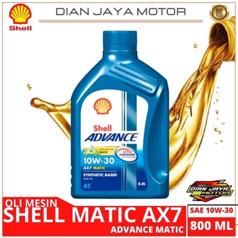 Jual Oli Mesin Shell Matic Biru Ax7 Matic 10w 30 800 Ml Oli Mesin Shell