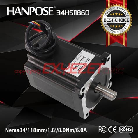 Jual NEMA34 NEMA 34 Stepper Motor 118mm 8 0 N M HANPOSE 34HS11860