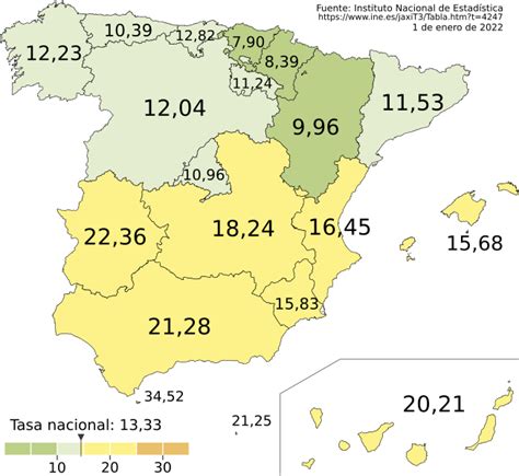 Archivo Mapa Con La Tasa De Paro En España Por Comunidades Autónomas