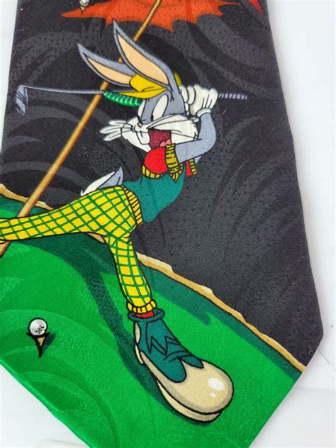 Vtg 90s Looney Tunes Mania Bugs Bunny Taz Devil Tie Gem