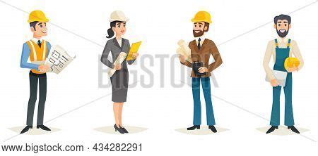 Engineers Cartoon Set Vector Photo Free Trial Bigstock