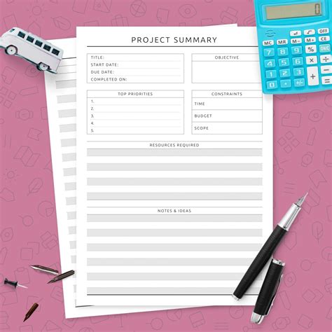 Project Summary Template Template Printable PDF