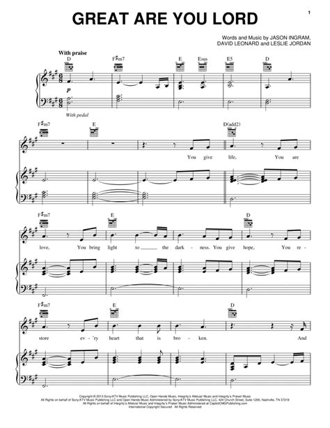 Great Are You Lord By Jason Ingram Digital Sheet Music For Score