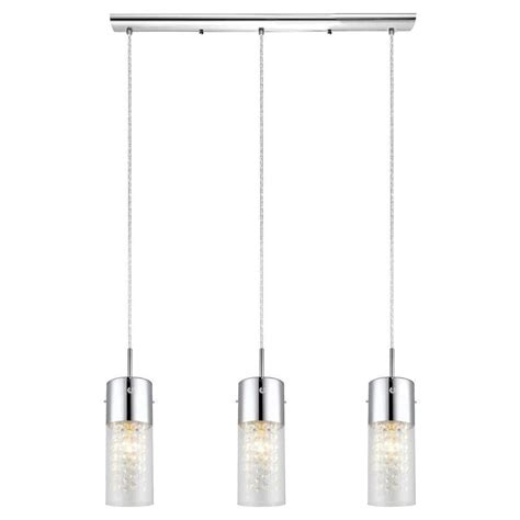 Eglo Diamond 28 In W X 59 In H 3 Light Chrome Linear Pendant Light With Clear Glass Shades