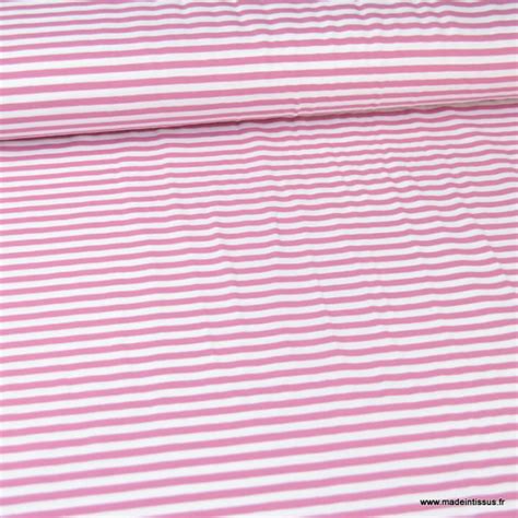 Tissu jersey à rayures Vieux rose et blanc Oeko tex au mètre