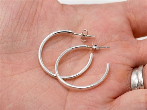 Sterling Silver Loop Earrings|Half Loop Earrings|Sterling Silver Hoop ...