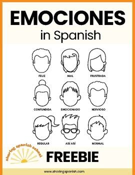 Spanish Emotions Worksheet By Sharing Spanish School TPT